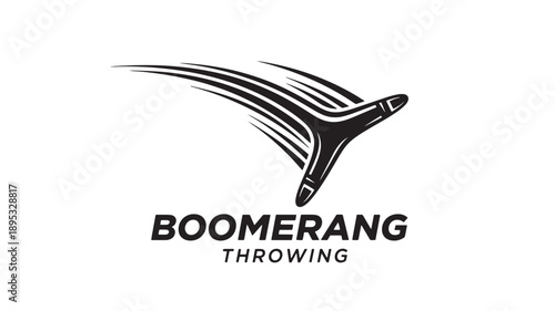 Clean and modern vector illustration of a boomerang in mid throw motion, isolated on a white background, ideal for sports, games, and outdoor activity branding.