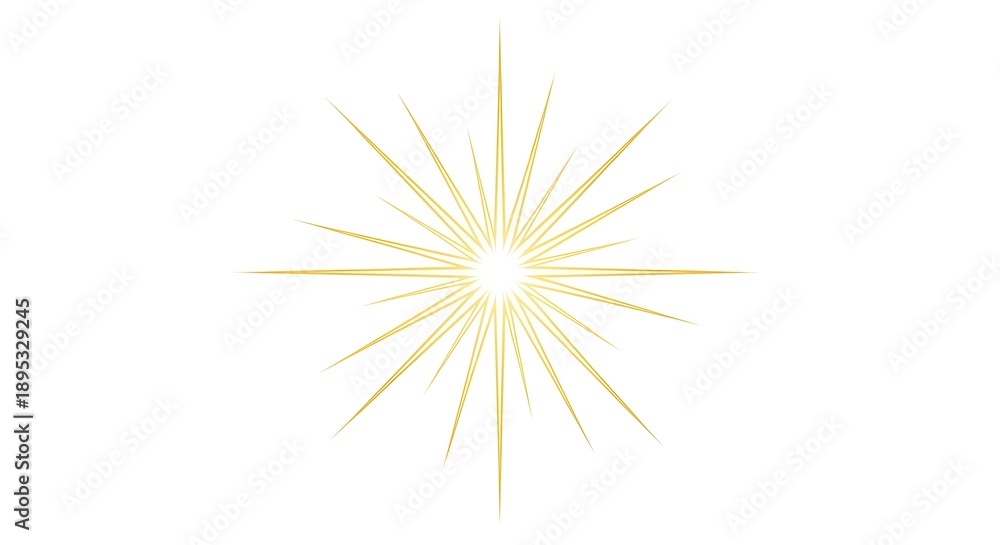 Obraz premium Vibrant golden starburst on white background