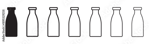 Dairy Milk Jar and Bottle Line Icon Set, Farm Fresh Symbols Set, Solid and Line Icons.