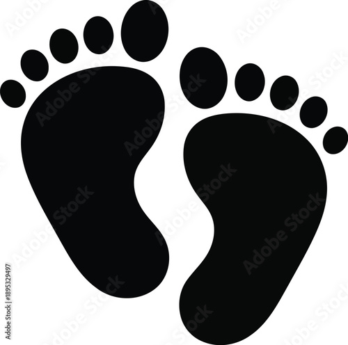 Footprints silhouette on transparent background representing walking bare feet on sand