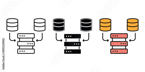 Data Merge Icon Design set multiple style collection.