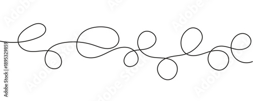 Abstract continues line art on isolated transparent background 