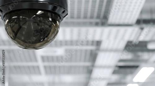Modern CCTV Security Camera Dome in Commercial Building Interior