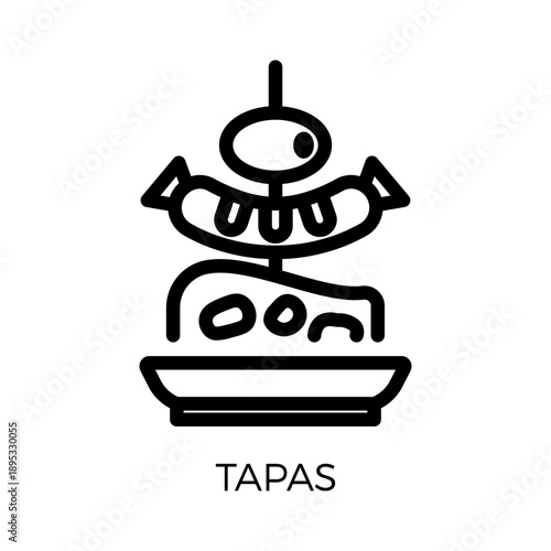 Gastronomy Tapas Gastronomy Outline Icon Illustration