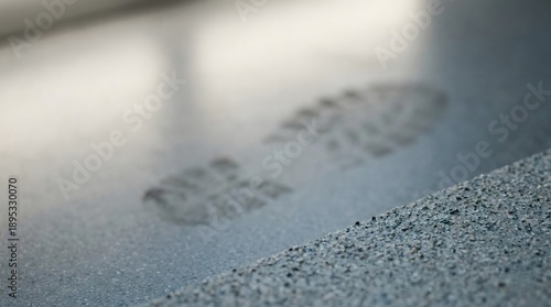 Footprint on Textured Grey Surface