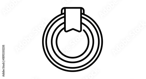 This illustration features a circular industrial or mechanical ring symbol designed with bold lines. It can represent machinery, engineering components, or industrial branding.

