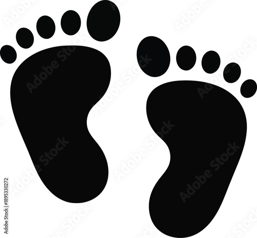 Black silhouette of baby footprints vector illustration design isolated on transparent background for birth concept