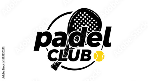Padel Club Logo Design with Racket and Ball