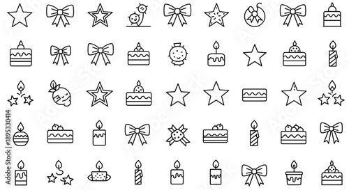Large Collection of Celebration and Party Line Icons