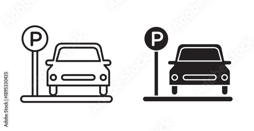 parking icon in black and fill stroke