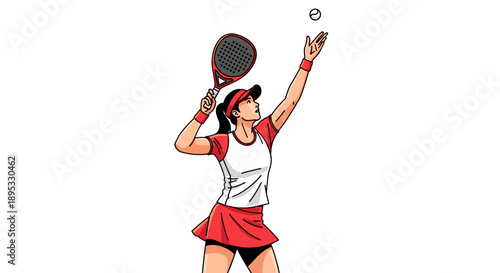 Female padel player preparing for a serve