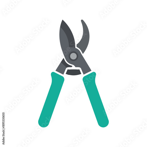 Garden pruner vector clipart isolated, gardening tool illustration, flat style, green handles