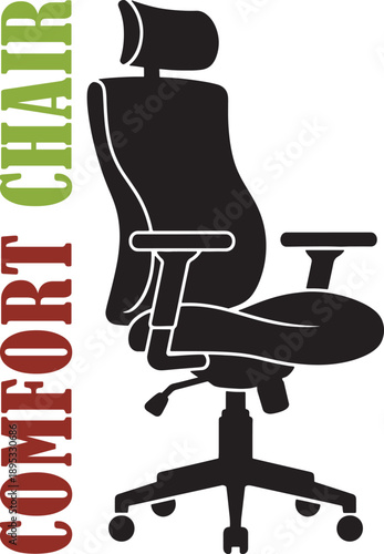 Office comfort chair with wheels and headrest