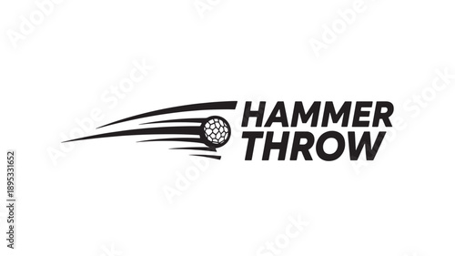 A sleek black hammer throw logo on a white background, conveying power and athleticism.