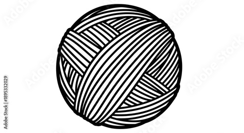 Detailed Line Art of a Ball of Wool