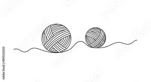 Continuous Line Drawing of Two Balls of Yarn