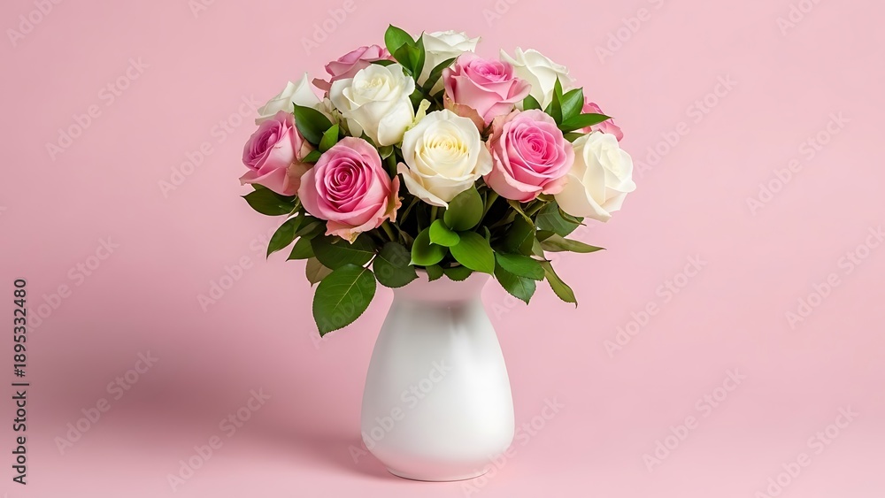 Obraz premium Elegant bouquet of pink and white roses