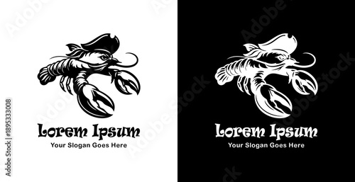 Lobster logo design wearing a pirate hat