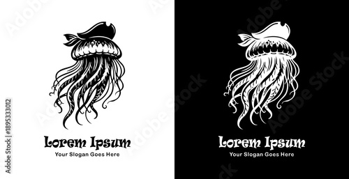 The logo design is a jellyfish wearing a pirate hat