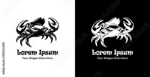Logo design in the form of a crab wearing a pirate hat