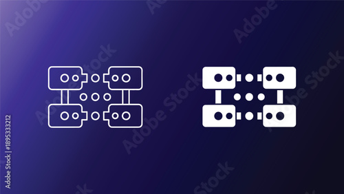 Network diagrams with interconnected nodes and servers on dark blue background with gradient lighting