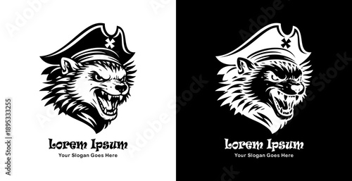 Logo design in the shape of a hedgehog's head wearing a pirate hat