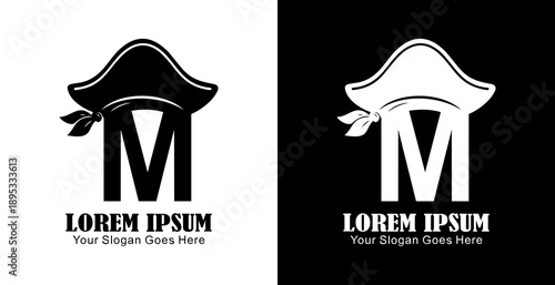 M letter logo design combined with a pirate hat