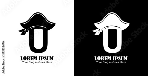 U letter logo design combined with a pirate hat