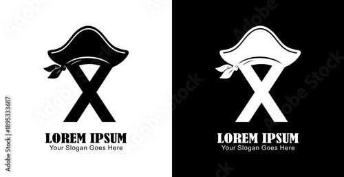 X letter logo design combined with a pirate hat