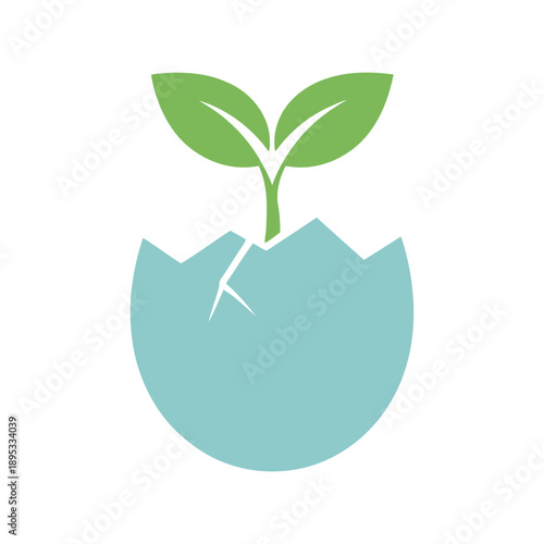 Sprout Growing from Eggshell Vector Clipart for Eco Startup and Sustainability Concepts