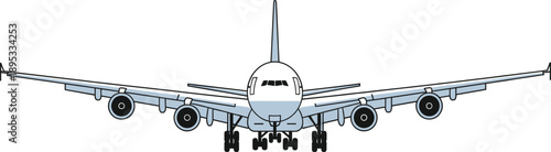 Double deck super jumbo passenger jet aircraft vector illustration