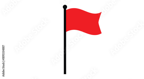A simple illustration of a waving red flag on a black pole