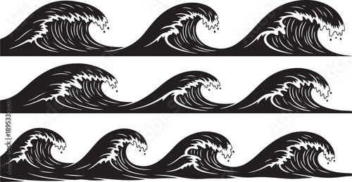Black and white wave pattern on clean white background
