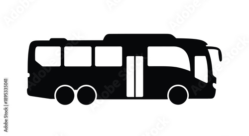 Black silhouette of a modern tour bus with rounded features