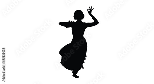 Silhouette of a bharatanatyam dancer in a dynamic pose