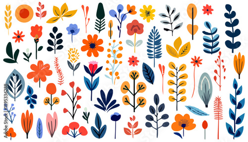 Vibrant flowers and leaves are illustrated in a lively kDBkc style composition.