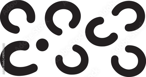 Black and white abstract shapes and symbols design concept