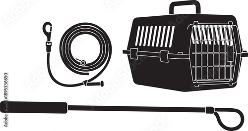 Dog carrier, leash, and training stick for pet travel and training