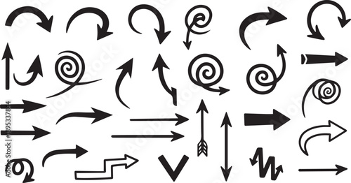 Collection of various arrows and symbols isolated on white background, Vector