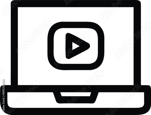 laptop with play button icon