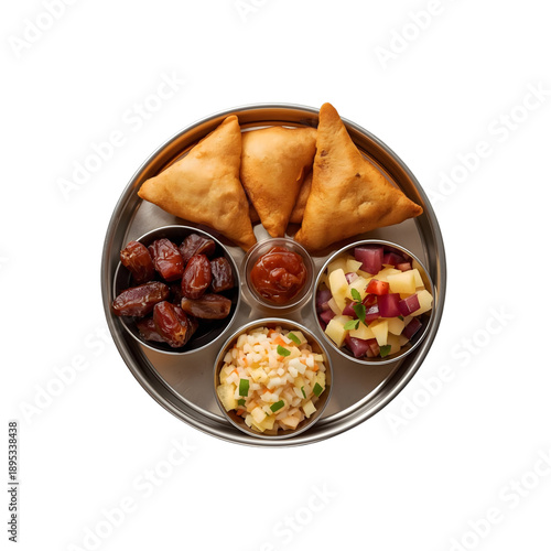 Delicious dishes served on a plate are suitable for iftar menu design.