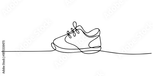 Baby Shoe continuous one line drawing, One continuous single line of baby shoes isolated on white background. Children s slippers, shoes, booties one line art. dress, children s, wardrobe, dress up