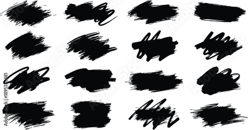 Bold Black Grunge Paint Splatter Brush Strokes Pack