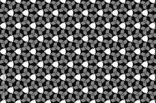 A black and white patterned design with a gray and white color scheme