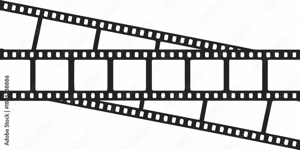 Fototapeta premium Film strips overlapping on a white background creating a visual pattern