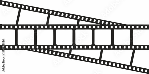 Film strips overlapping on a white background creating a visual pattern