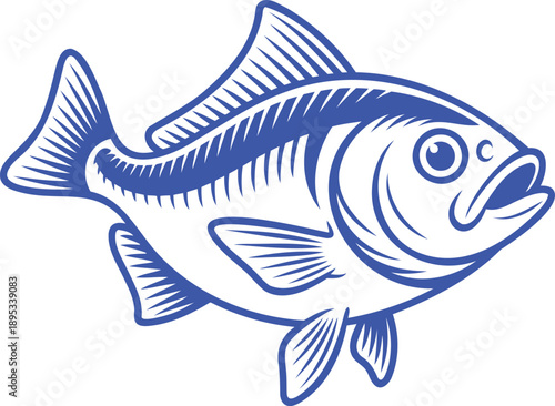 Blue fish with open mouth and fins animal aquatic