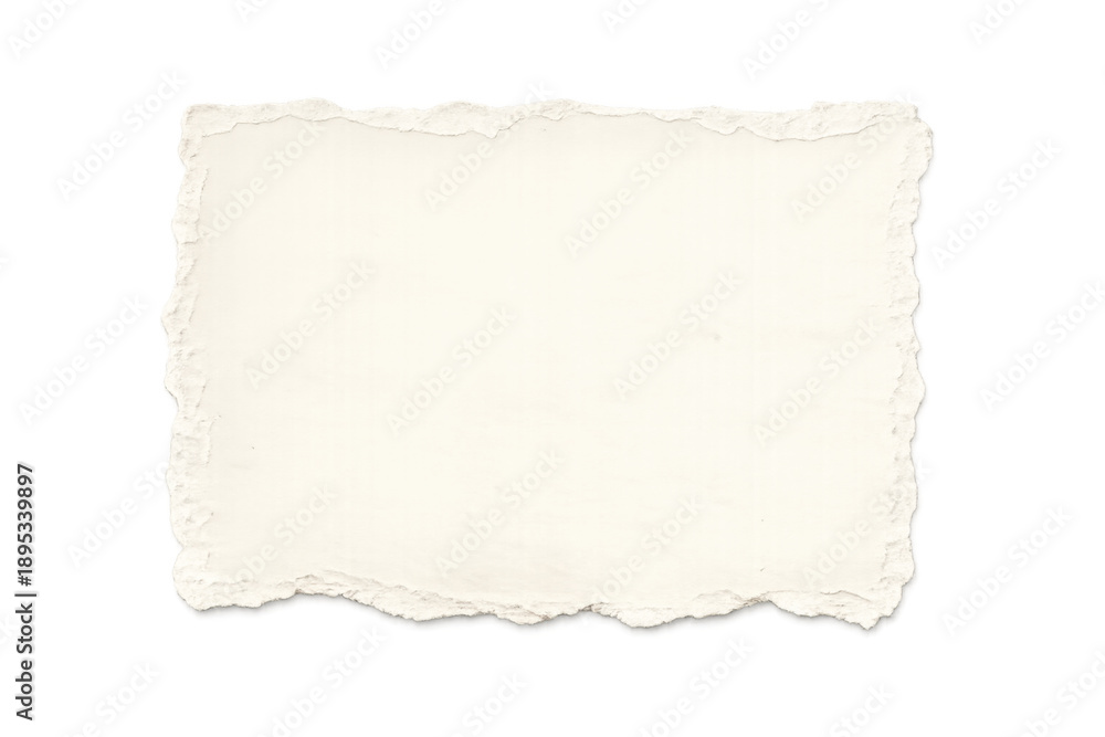 Obraz premium Ripped, aged paper sheet with textured edges, providing a retro blank note or frame isolated on a transparent background