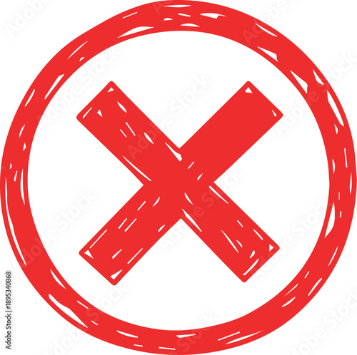 Red circle with cross isolated on white background, Vector