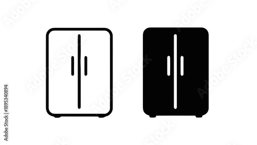 Vector illustration of a modern server cabinet or electronic appliance symbol, clean design, on transparent background